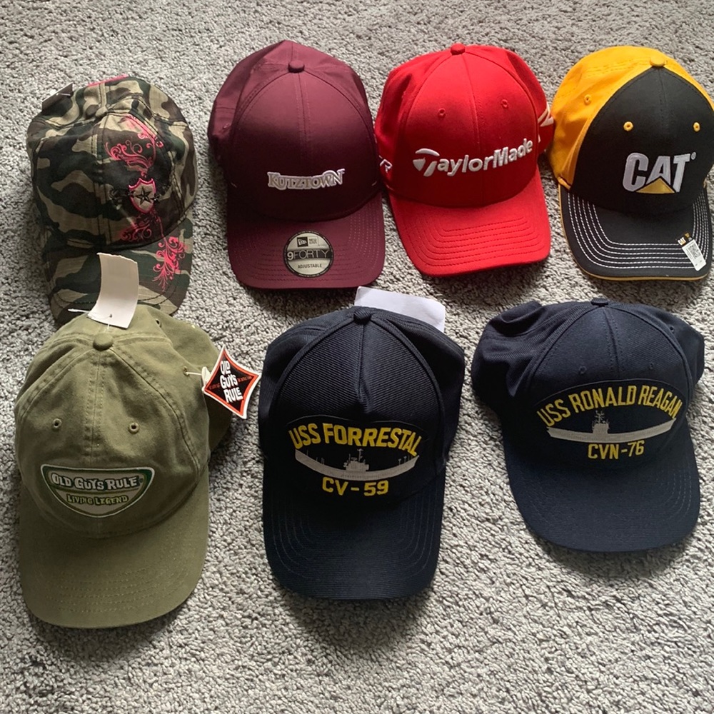 Men’s Hats Lot of 8 - TaylorMade, Cat, Kutztown, Army, Adjustable